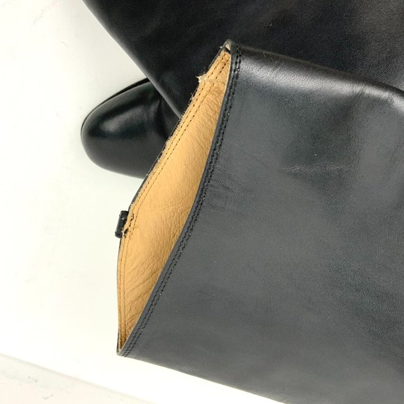 Frye  Lindsay Black Riding Pull On Boots Knee-High Metal Plate Sz 6 - Picture 16 of 16